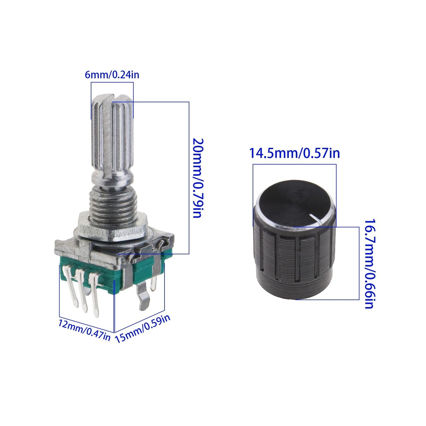 EC11 Rotary Encoder with Switch and 20mm Knob Cap | ATMOSFÆR ENGINEERING